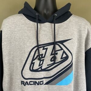 Troy Lee Designs Racing TLD Mens Pullover Hoodie Heather Gray W/ Navy Large NEW